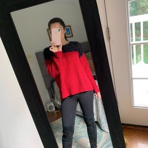 Vince Camuto Black and Red Sweater